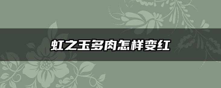 虹之玉多肉怎样变红