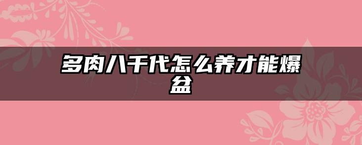 多肉八千代怎么养才能爆盆