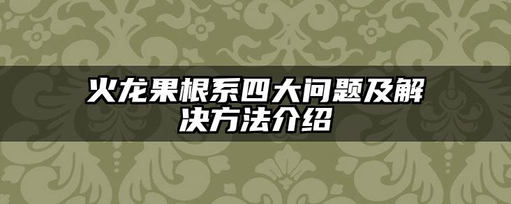 火龙果根系四大问题及解决方法介绍