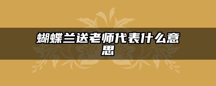 蝴蝶兰送老师代表什么意思