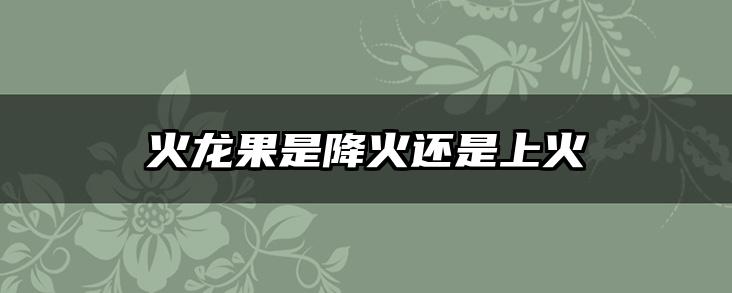 火龙果是降火还是上火