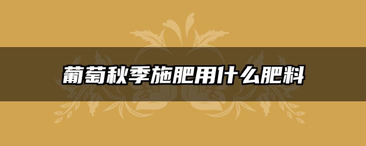 葡萄秋季施肥用什么肥料