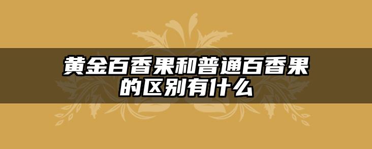 黄金百香果和普通百香果的区别有什么