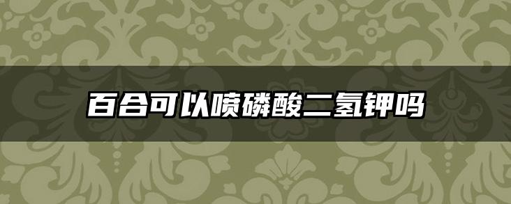 百合可以喷磷酸二氢钾吗