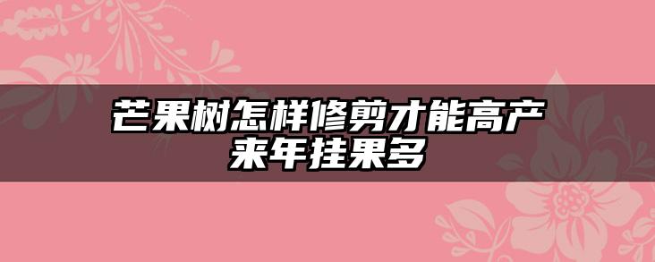 芒果树怎样修剪才能高产来年挂果多