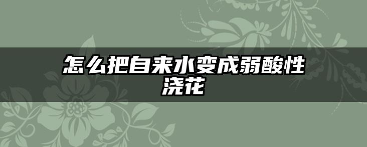 怎么把自来水变成弱酸性浇花