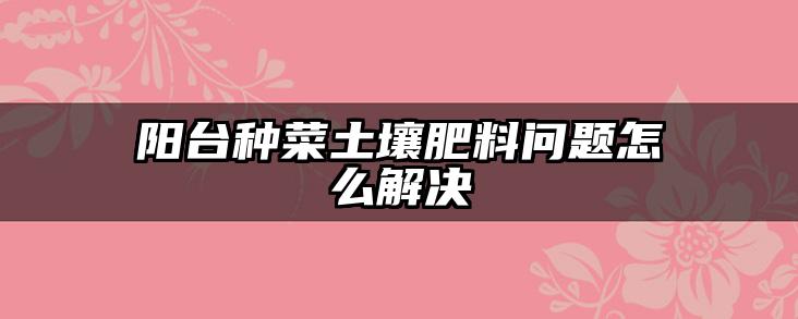 阳台种菜土壤肥料问题怎么解决