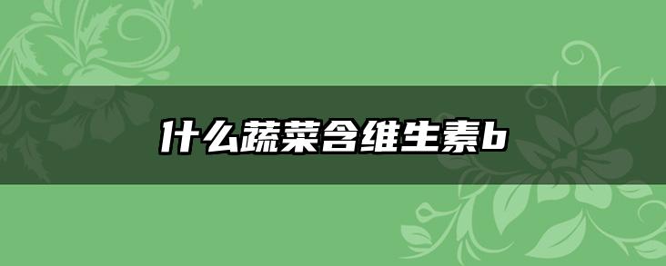 什么蔬菜含维生素b
