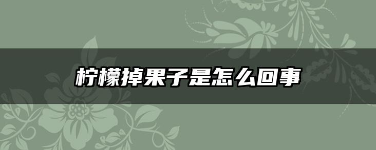 柠檬掉果子是怎么回事