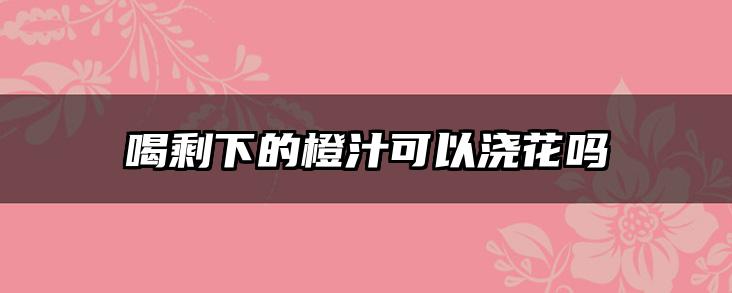 喝剩下的橙汁可以浇花吗