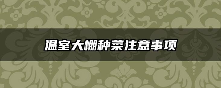 温室大棚种菜注意事项