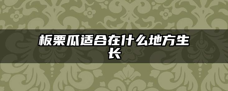 板栗瓜适合在什么地方生长