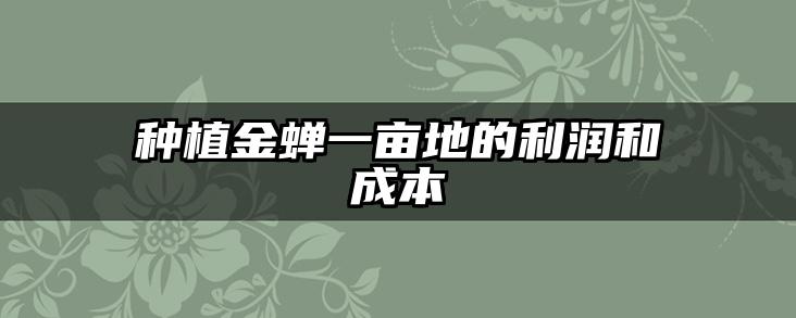 种植金蝉一亩地的利润和成本