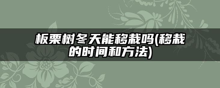 板栗树冬天能移栽吗(移栽的时间和方法)