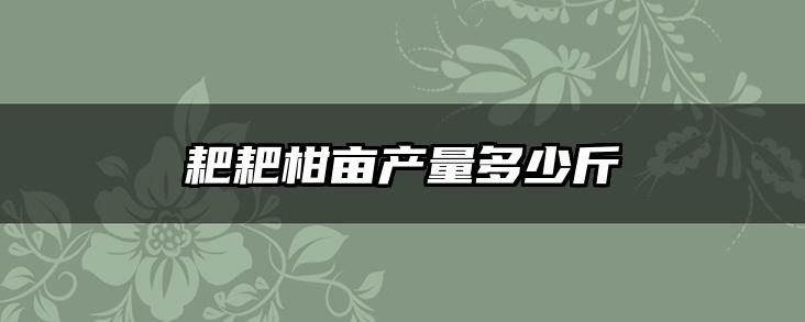 耙耙柑亩产量多少斤