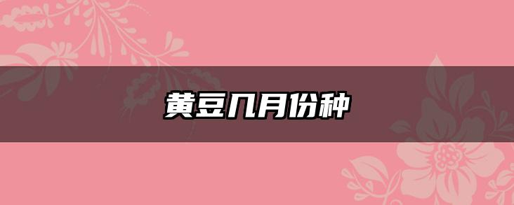 黄豆几月份种