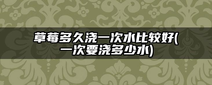 草莓多久浇一次水比较好(一次要浇多少水)