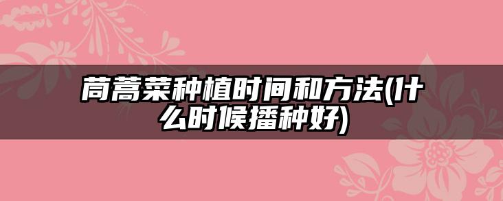 茼蒿菜种植时间和方法(什么时候播种好)