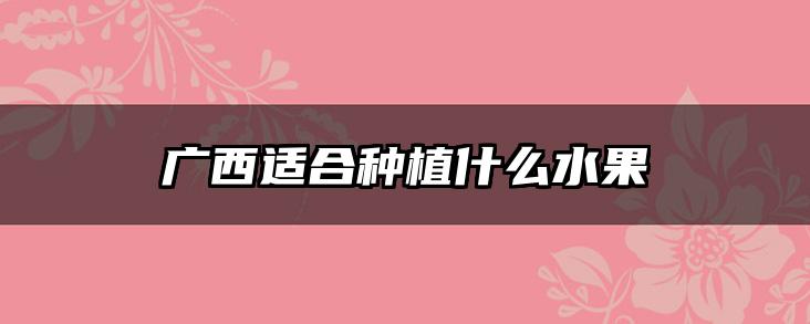广西适合种植什么水果