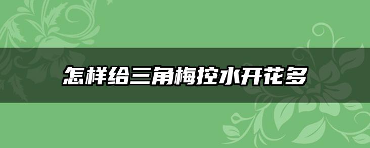 怎样给三角梅控水开花多
