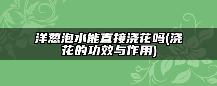 洋葱泡水能直接浇花吗(浇花的功效与作用)