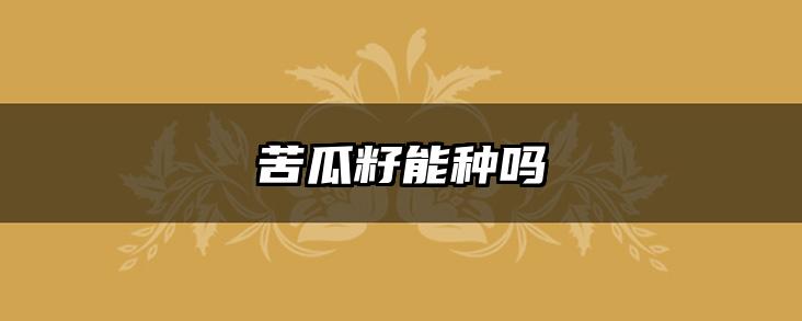 苦瓜籽能种吗