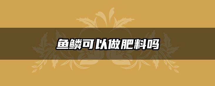 鱼鳞可以做肥料吗