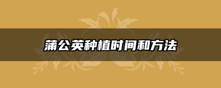 蒲公英种植时间和方法