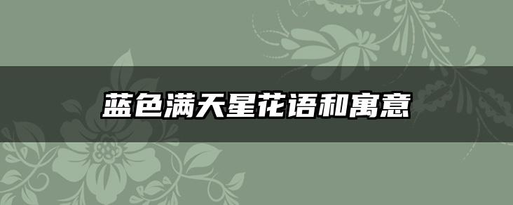 蓝色满天星花语和寓意