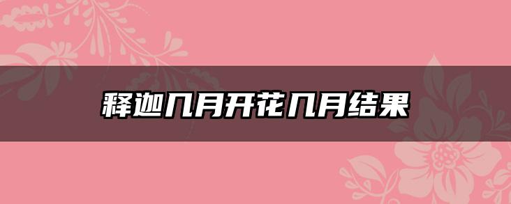 释迦几月开花几月结果