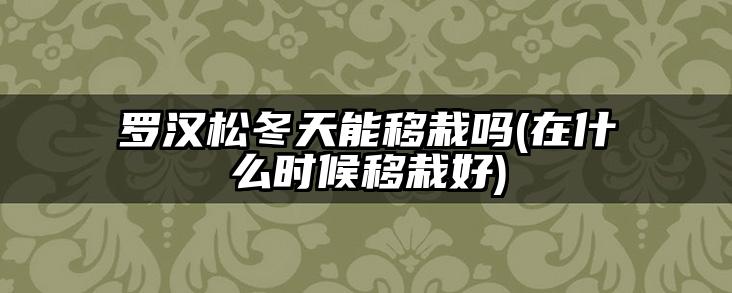 罗汉松冬天能移栽吗(在什么时候移栽好)