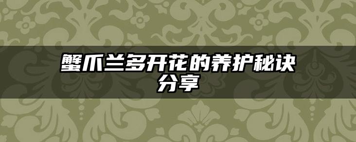 蟹爪兰多开花的养护秘诀分享