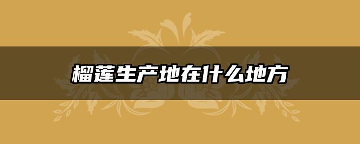 榴莲生产地在什么地方