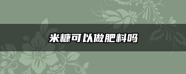 米糠可以做肥料吗