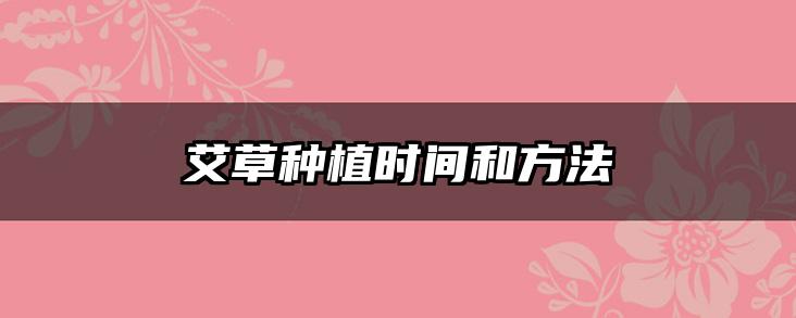 艾草种植时间和方法