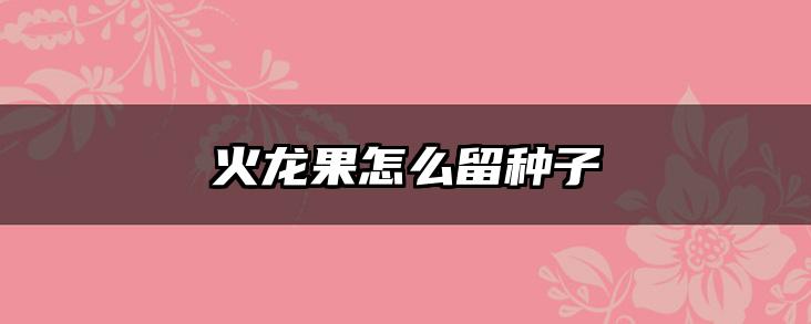火龙果怎么留种子