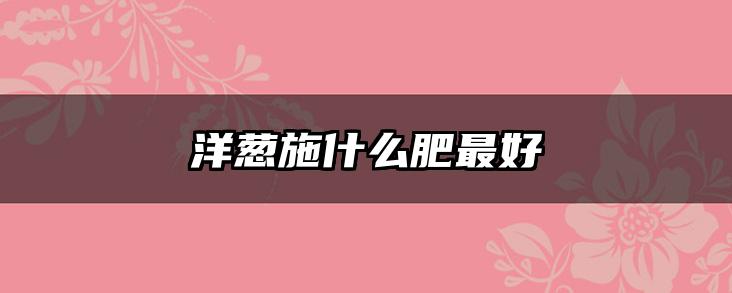 洋葱施什么肥最好