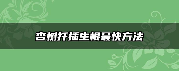 杏树扦插生根最快方法