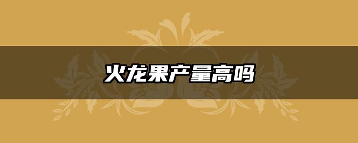 火龙果产量高吗