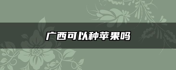 广西可以种苹果吗