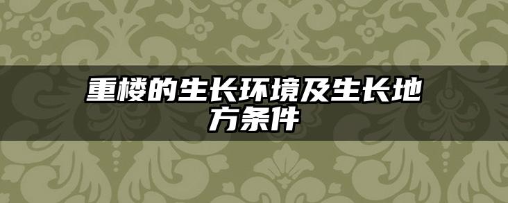 重楼的生长环境及生长地方条件