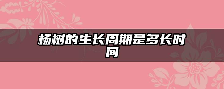 杨树的生长周期是多长时间