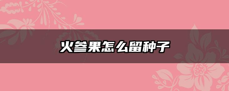 火参果怎么留种子