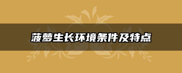 菠萝生长环境条件及特点