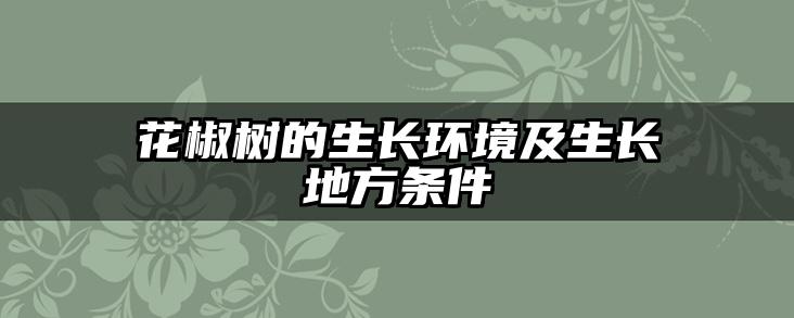 花椒树的生长环境及生长地方条件