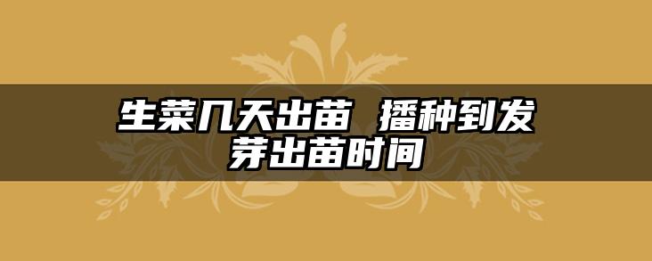 生菜几天出苗 播种到发芽出苗时间