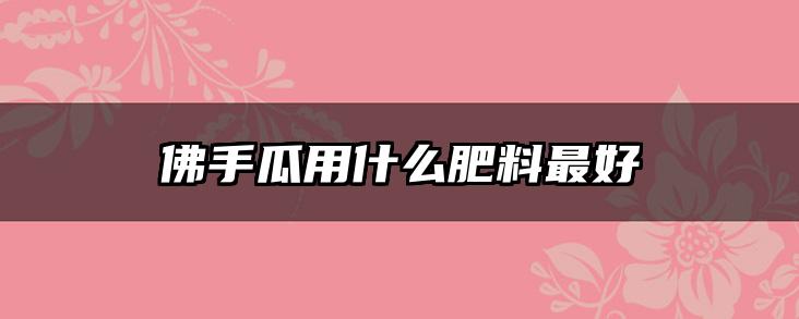 佛手瓜用什么肥料最好