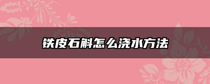 铁皮石斛怎么浇水方法