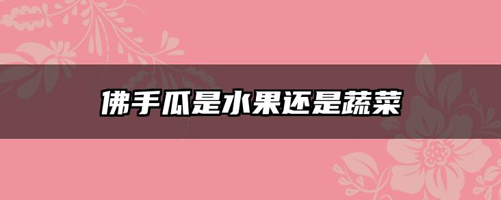 佛手瓜是水果还是蔬菜