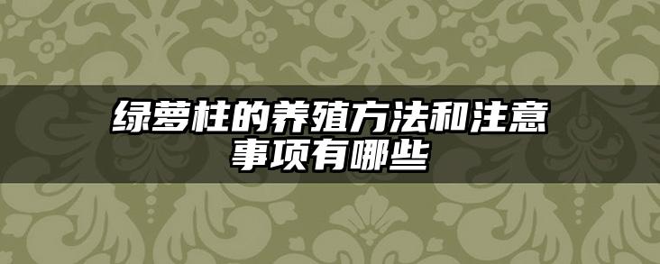 绿萝柱的养殖方法和注意事项有哪些